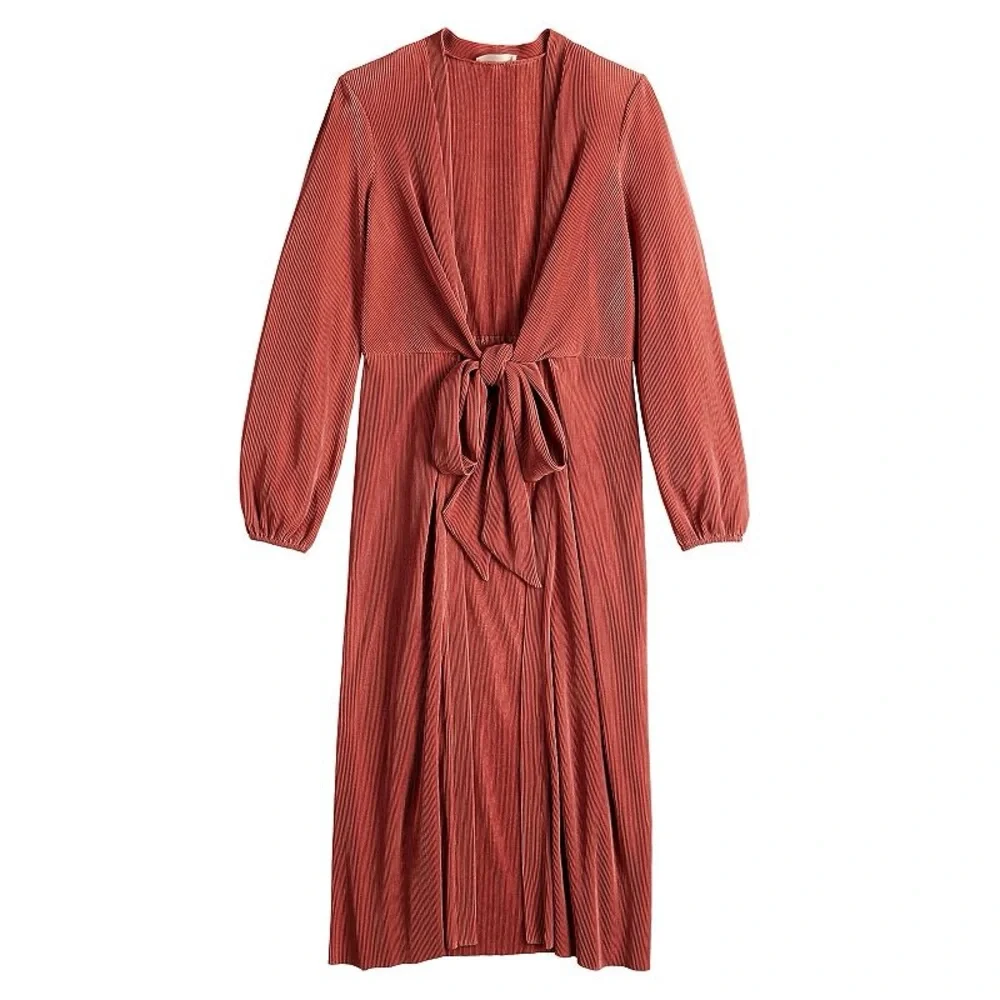Intempo Kimono Duster in Salmon Color in accordian texture - Picture 1 of 15